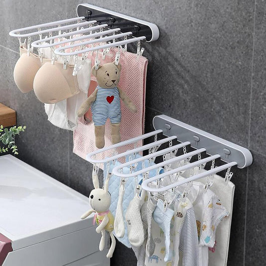 24 Clips Foldable Clothes Drying Rack