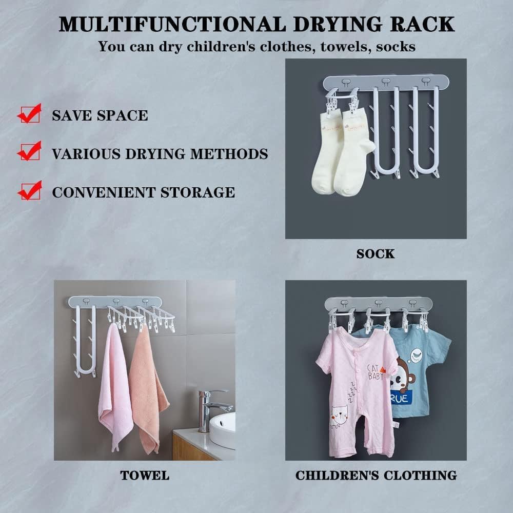 24 Clips Foldable Clothes Drying Rack