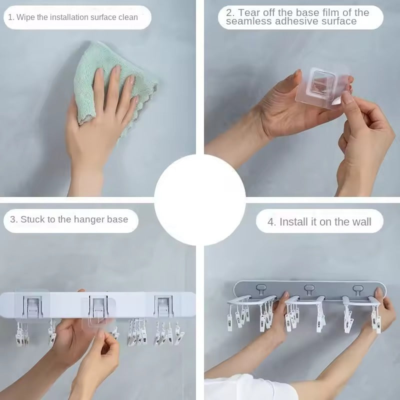 24 Clips Foldable Clothes Drying Rack