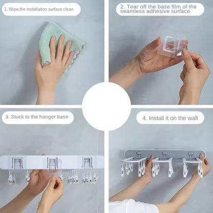 24 Clips Foldable Clothes Drying Rack