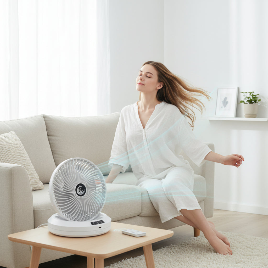 Foldable Rotating Fan + Remote Control