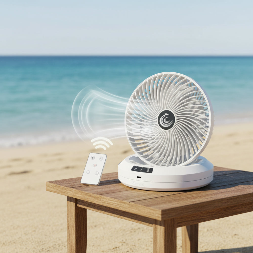 Foldable Rotating Fan + Remote Control
