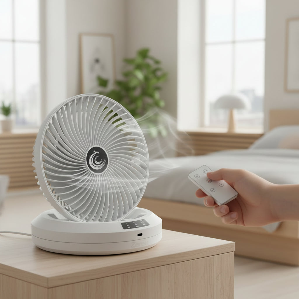 Foldable Rotating Fan + Remote Control