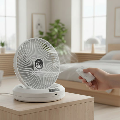Foldable Rotating Fan + Remote Control